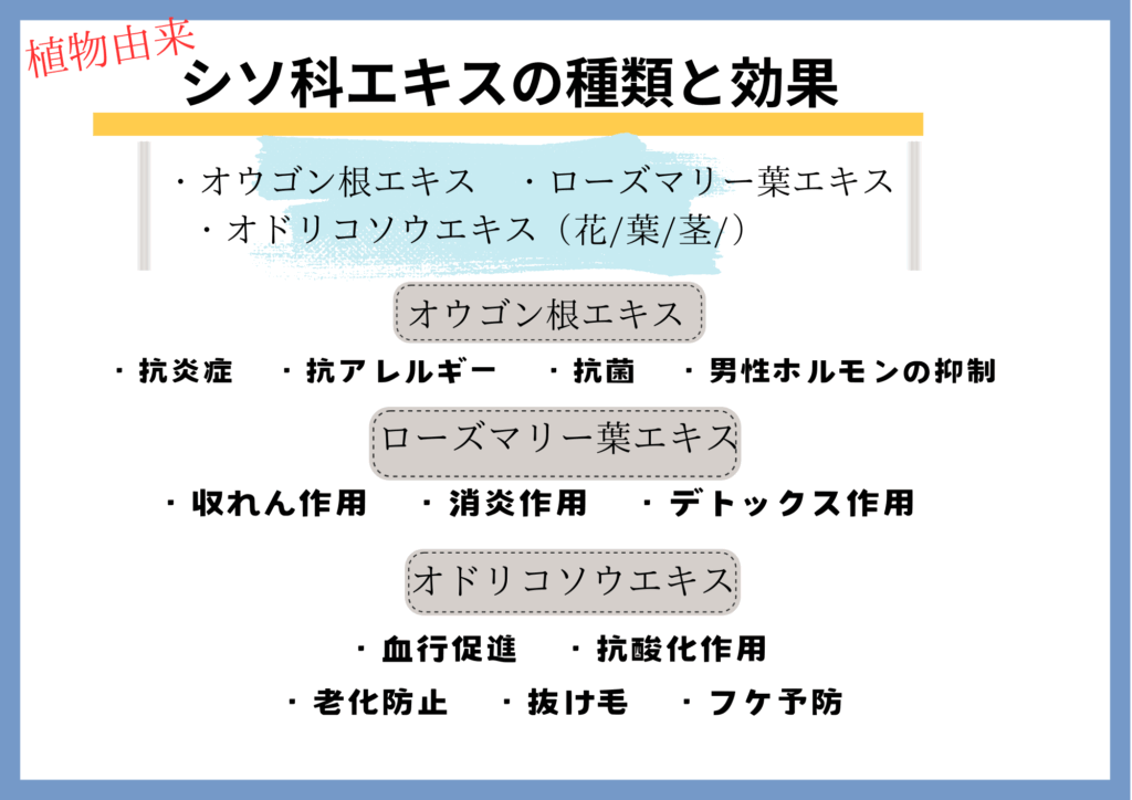シソ科エキス種類と効果
オウゴン根エキス